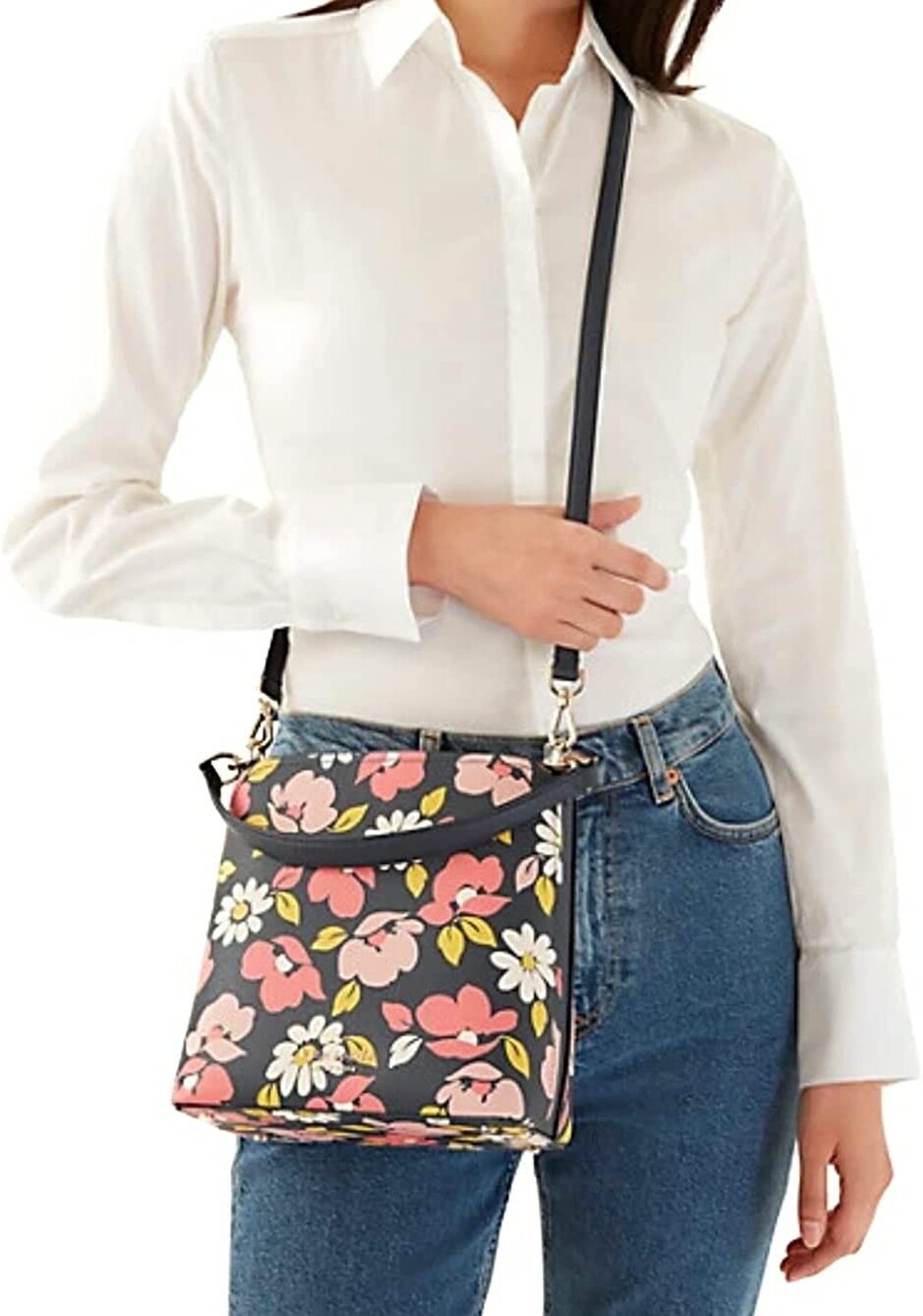 Kate Spade Darcy Navy Blue Road Trip Floral Bucket Bag Crossbody NWT